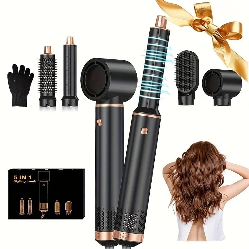 5 in 1 Spazzola per asciugacapelli Spazzola ad aria calda staccabile Spazzola per arricciare Ferro per arricciare l'aria Styler Strumenti per lo styling dei capelli