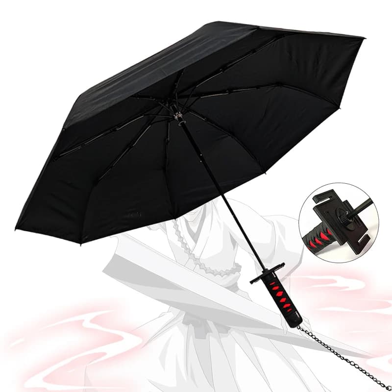Anime giapponese Candeggina Samurai Katana Spada Ombrello da pioggia Protezione solare antivento Ombrellone pieghevole Kurosaki Ichigo Roronoa Zoro Regalo