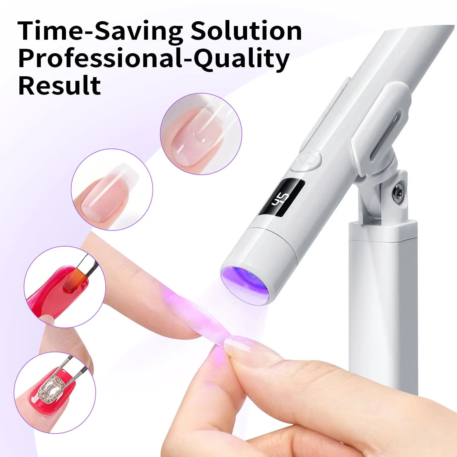 Mini Nail Art UV LED Light ricaricabile con display Asciugacapelli portatile Lampada UV verticale per nail art professionale rimovibile