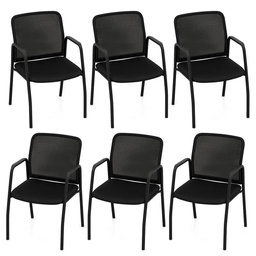 Set di 6 sedie da conferenza, sedie da ufficio per ospiti con schienale ergonomico in rete, braccioli robusti e seduta imbottita, sedie in rete per ufficio