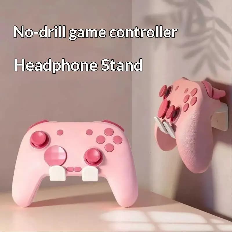 【C】Multi Functional Wall Mount Headphones Controllers Holder Stand No Punch Easy Install Game Handle Stand