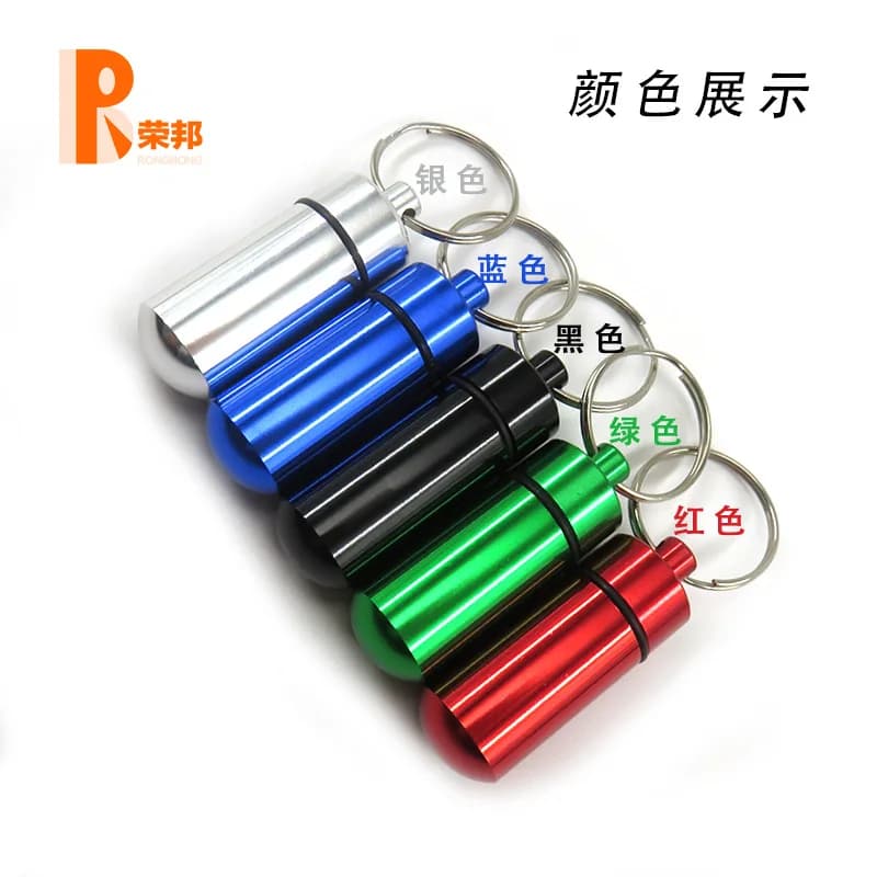 Waterproof Aluminum Wallet with Airtight Closure, Flat Head, Alloy Round Cartridge and Fish Oil Keychain