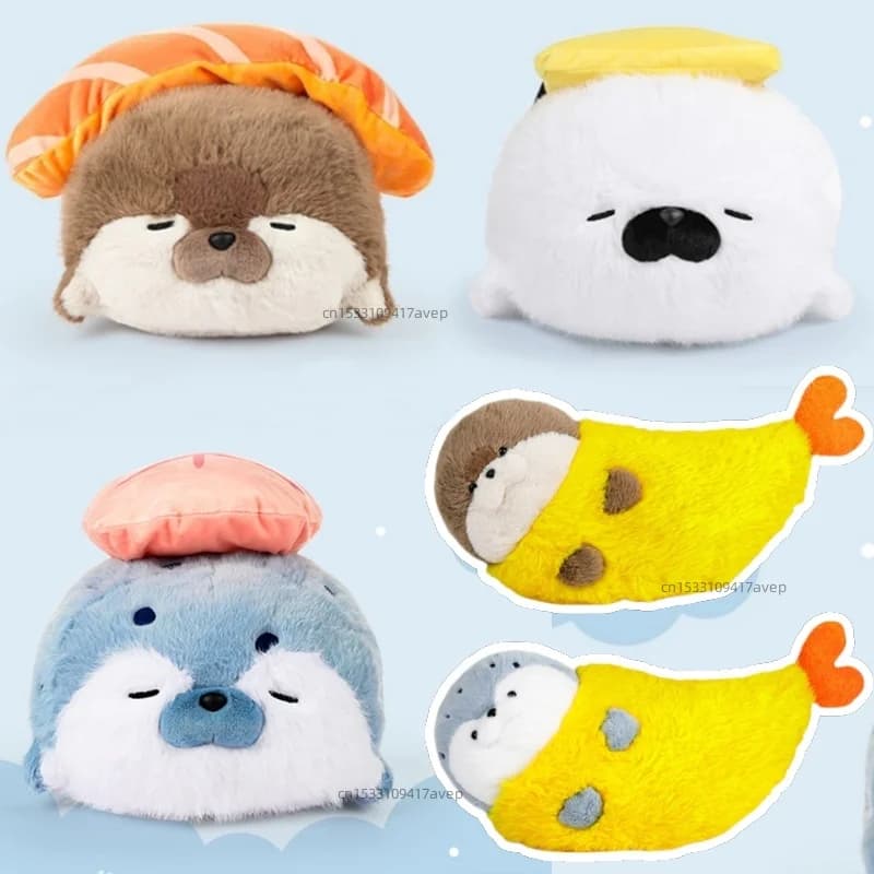 Cute Sushi Sea Otter Seal Fried Shrimp Marine Plush Soft Pillow Stuffed Toy For Kids Dropship
