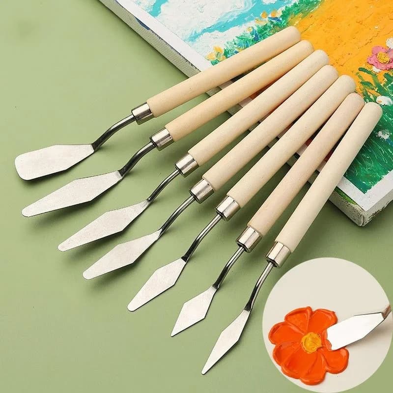 Set di 7 Spatole in Acciaio Inossidabile per Pittura a Olio, Coltelli per Miscelazione, Raschietti per Artisti e Artigiani, Strumenti per Arte