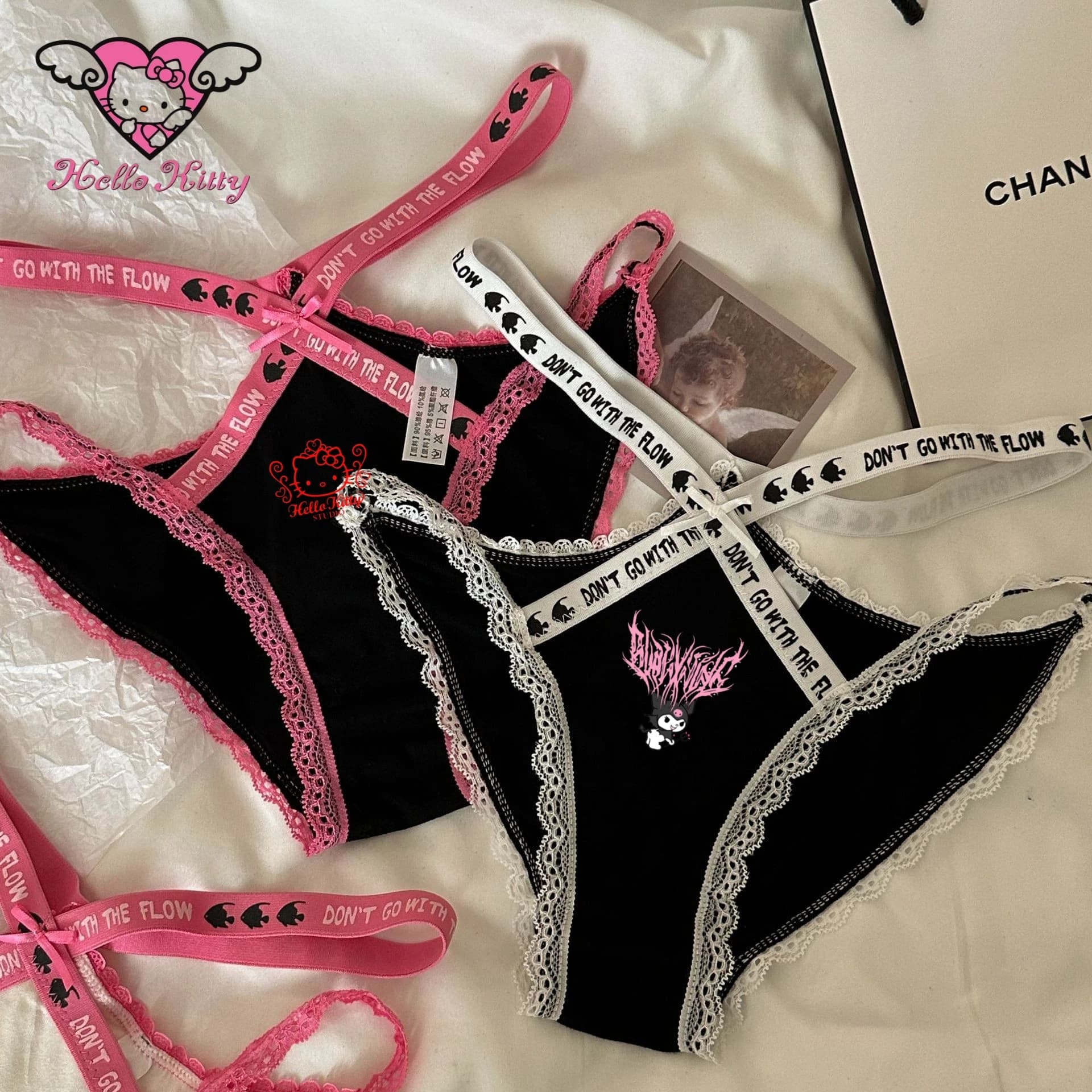 Anime Hello Kitty Sexy Pure Lust Ragazze Intimo Moda Donna Vita bassa Slip in cotone di pizzo Perizoma Cartoon Kuromi Bikini