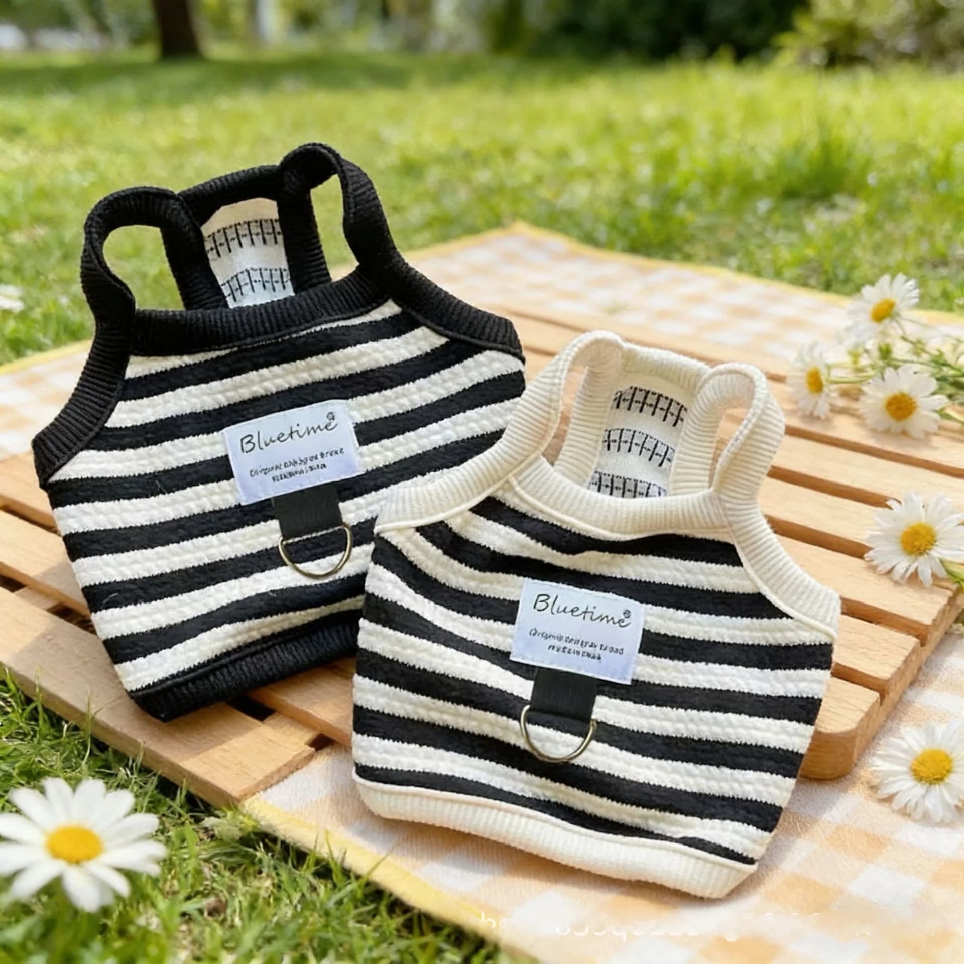 Gilet Estivo a Righe Bianche e Nere per Animali Domestici, Vestiti Carini per Cuccioli, Abbigliamento con Bretelle per Bulldog Chihuahua, Costume in Cotone per Cani, T-Shirt per Cani