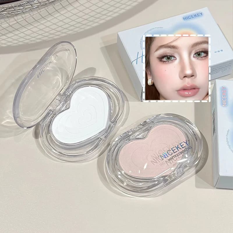 NICEKEY Monochrome Highlighter Powder Palette Lasting Contouring Bronzer Shimmer Highlight Eyeshadow Brighten Makeup Face Powder