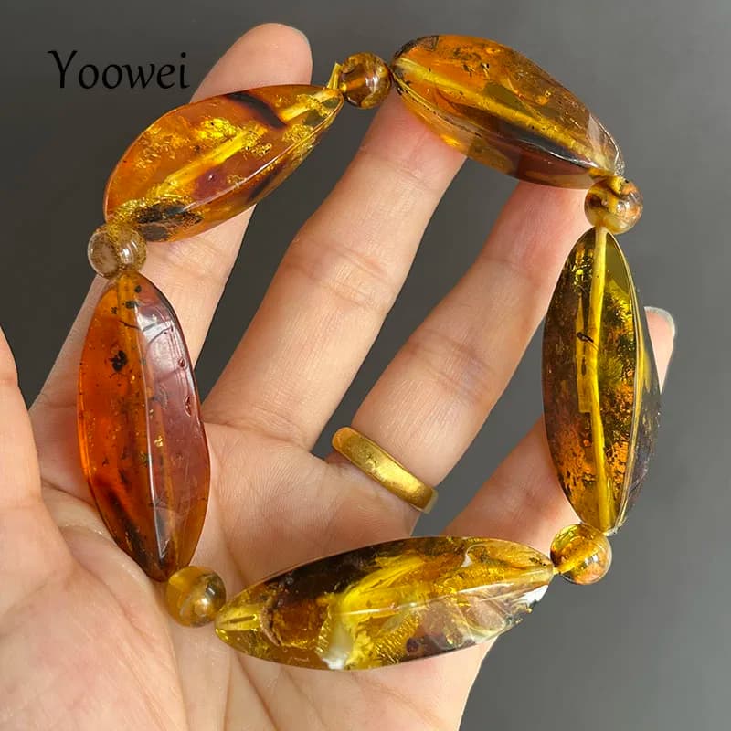 Braccialetti in ambra per insetti Donna Uomo Regalo Unico speciale pietra baltica Perline naturali Volanti Fornitore di gioielli in ambra vegetale sfaccettato