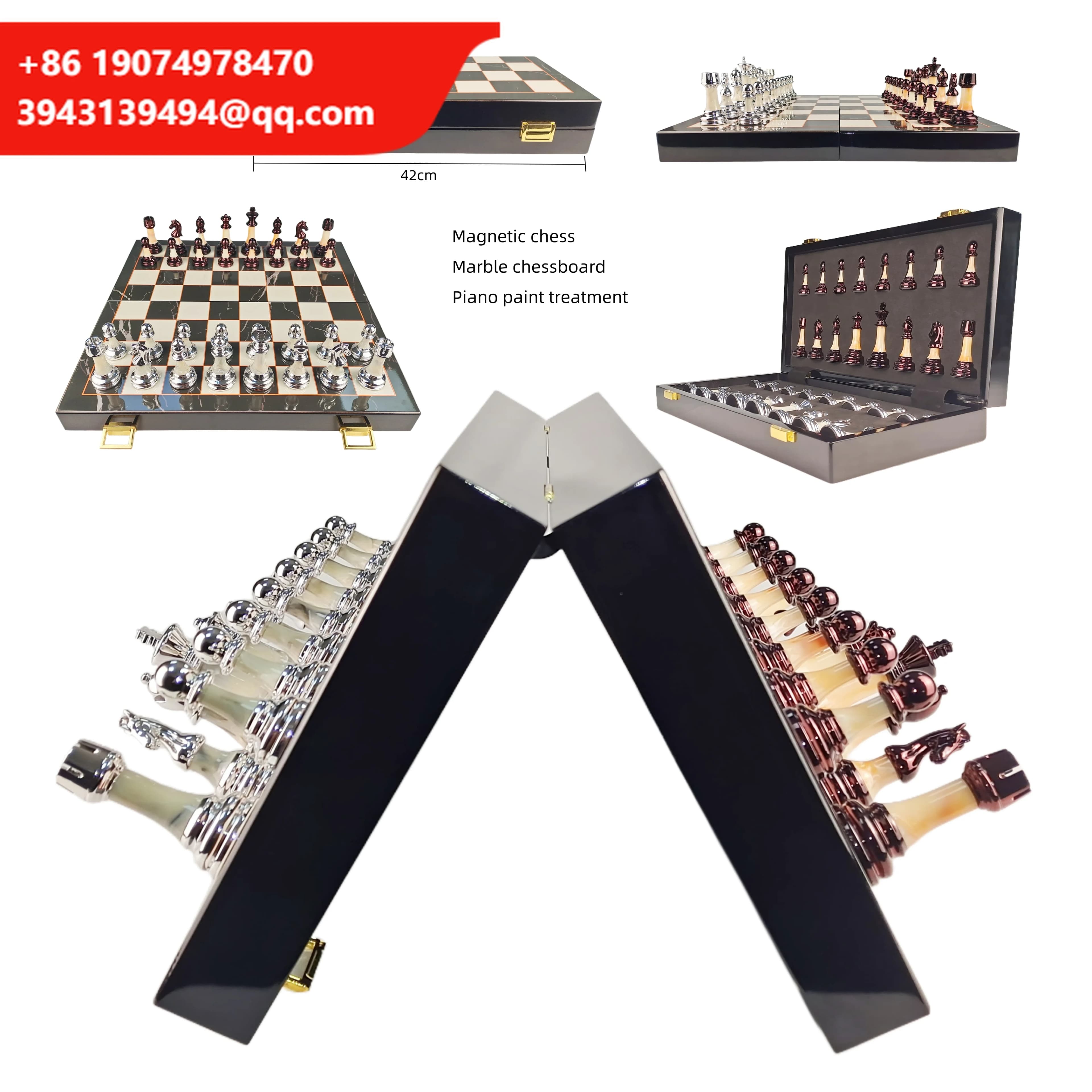 Nuovo Set di Scacchi in Legno di Lusso Fatto a Mano con Biglie Magnetiche per Bambini - Elegante Gioco da Tavolo