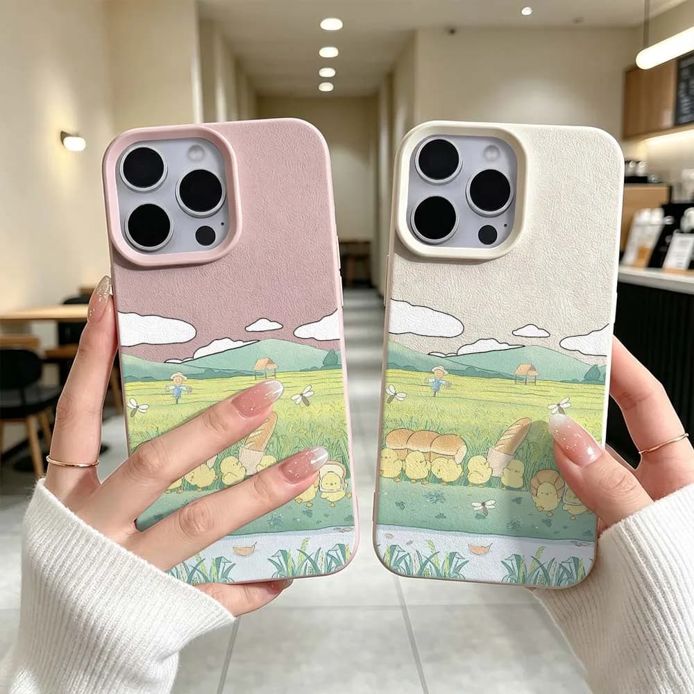 Cartoon Wheat Field Chick For iPhone 17 Air 16 16e 15 14 13 12 11 XS Pro Max Plus Anti-Drop Stylish Soft Cover Phone Case