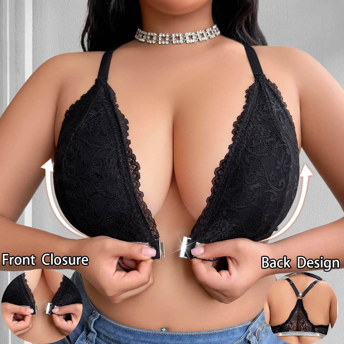 1 pcs Fashion Style Plus Size 1XL-4XL Women's Bras Sexy Canopy Wireless Padded Linen Intima Feminine Closure Front Sexy Lingerie