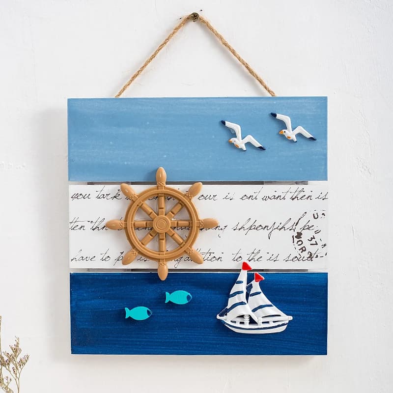 Cartello appeso mediterraneo in legno nautico barca ancora timone porta a parete segno di benvenuto casa soggiorno decorazione tema spiaggia
