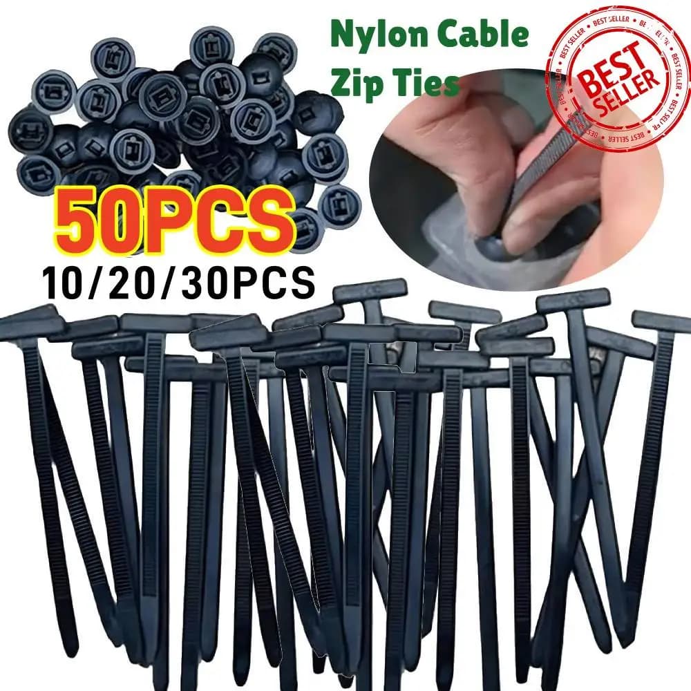 50/100X Fascette per cavi universali in nylon Fibbia Fascette per cavi multiuso Strumento per carichi pesanti Zip autobloccante Zip nere per la riparazione auto