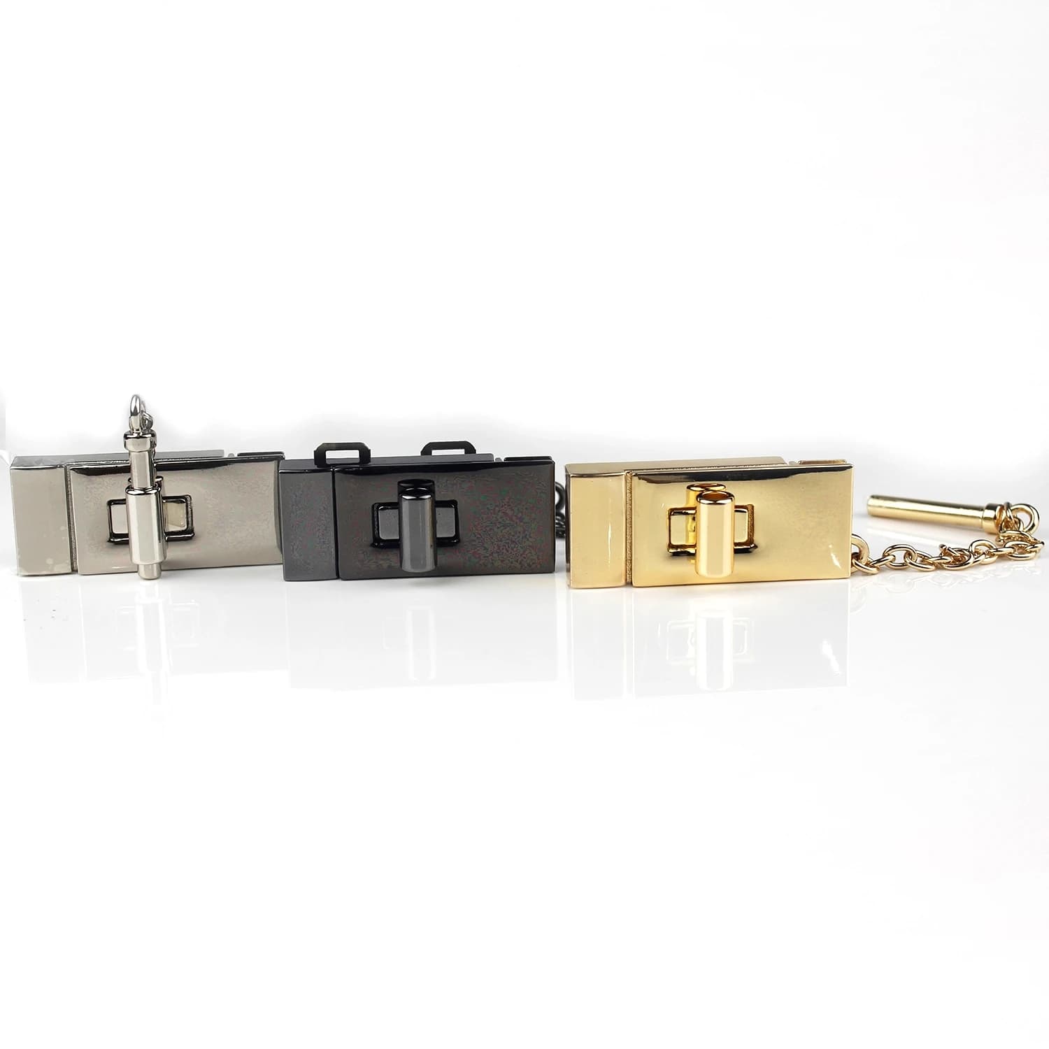 1 pz rettangolo di metallo Twist turn Lock Bag lock borsa bagaglio blocco con catenacci artigianali in pelle a catena hardware