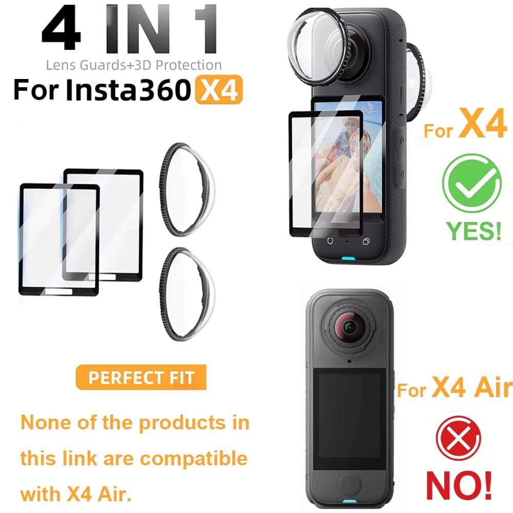 Copriobiettivo per Insta360 X4, Pellicola Protettiva per Schermo, Kit Protettivo a Sgancio Rapido per Insta 360 X4 360 ° Accessori per Videocamere