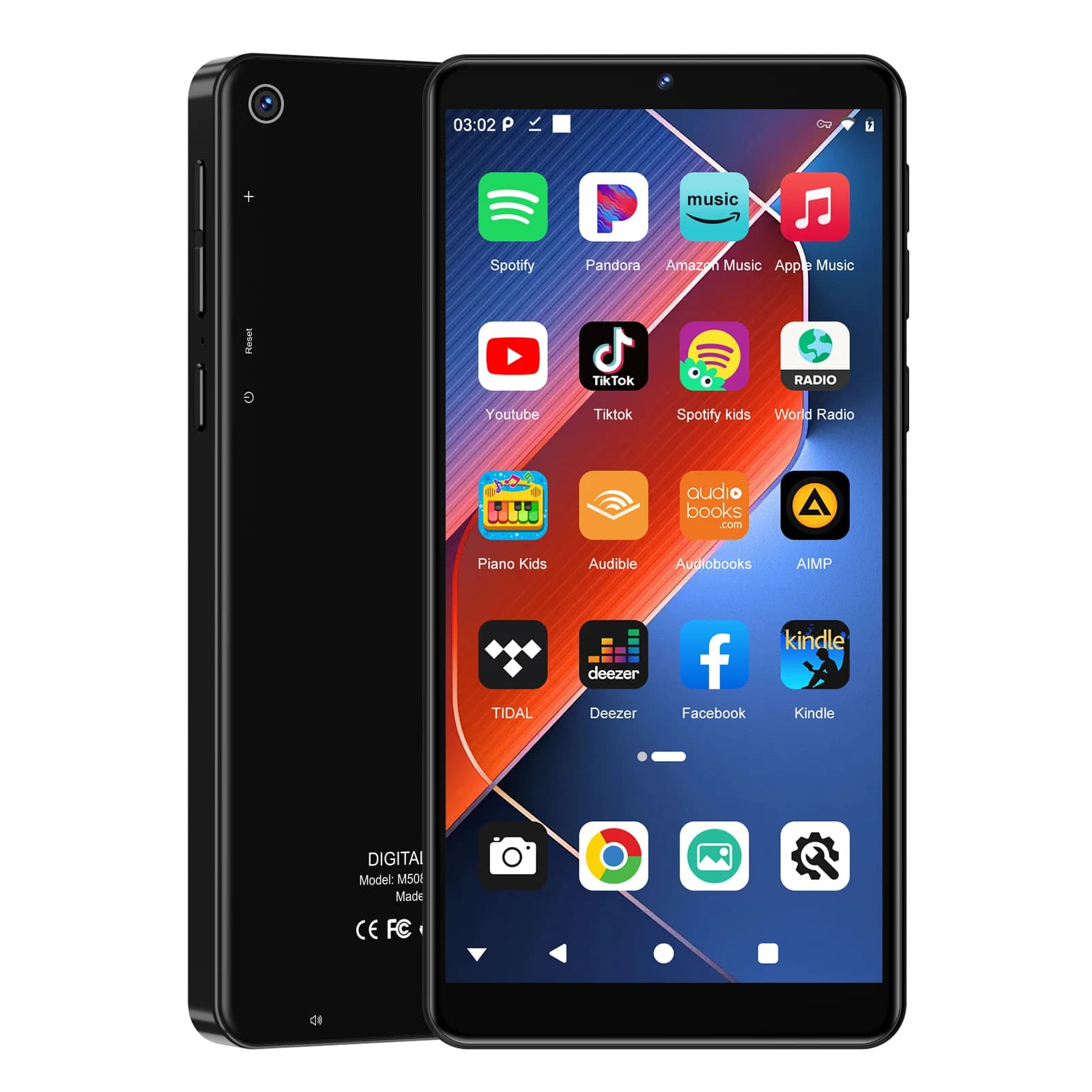 Lettore MP3/MP4 con Schermo Touch da 5,5 Pollici, Android 13, Memoria Integrata da 80GB, Bluetooth WiFi, Fotocamera da 13MP, Memoria Espandibile fino a 512GB