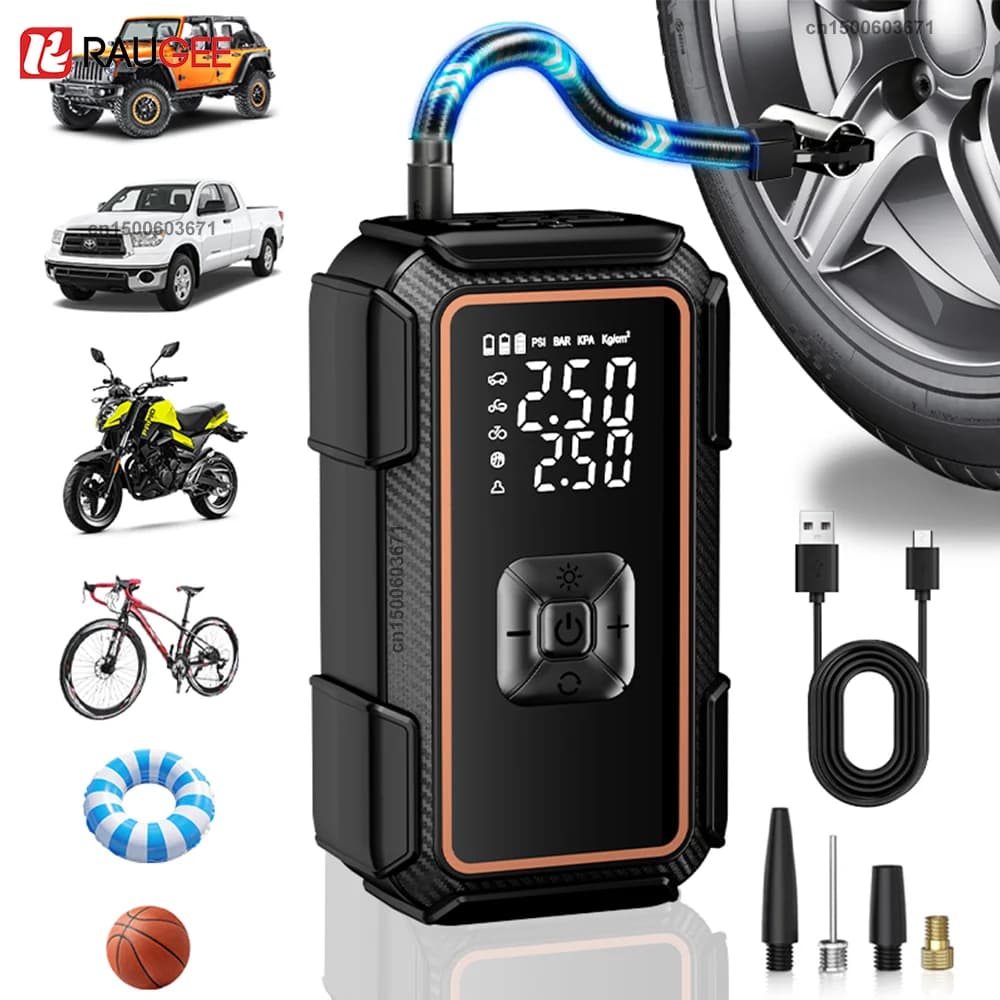 Compressore d'aria portatile elettrico per auto, gonfiatore wireless per pneumatici auto e moto