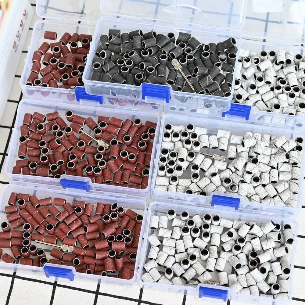100 Pieces / Box Abrasive Bands for Nail Art # 80, # 120, # Abrasive ring-shaped tip with 180 grit for electric drill, tool for manicure and pedicure salon CT-03