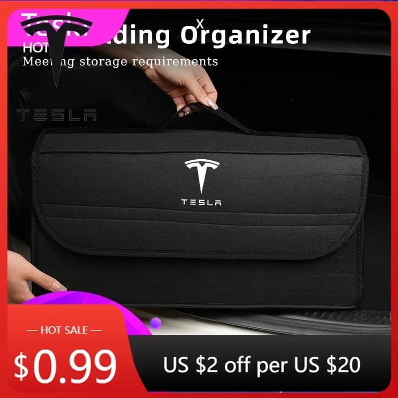 Adesivo per Auto 2025 Nuovo Organizzatore per Bagagliaio Tesla, Borsa Pieghevole per Riporre e Ordinare, Accessori per Tesla Model 3 S X Y Road