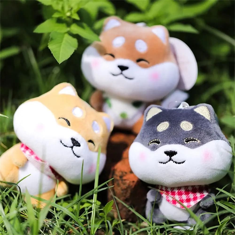 Exquisite Scarf Shiba Keyring Creative Stuffed Doll Backpack Pendant Cartoon Design Plush Puppy Keychain