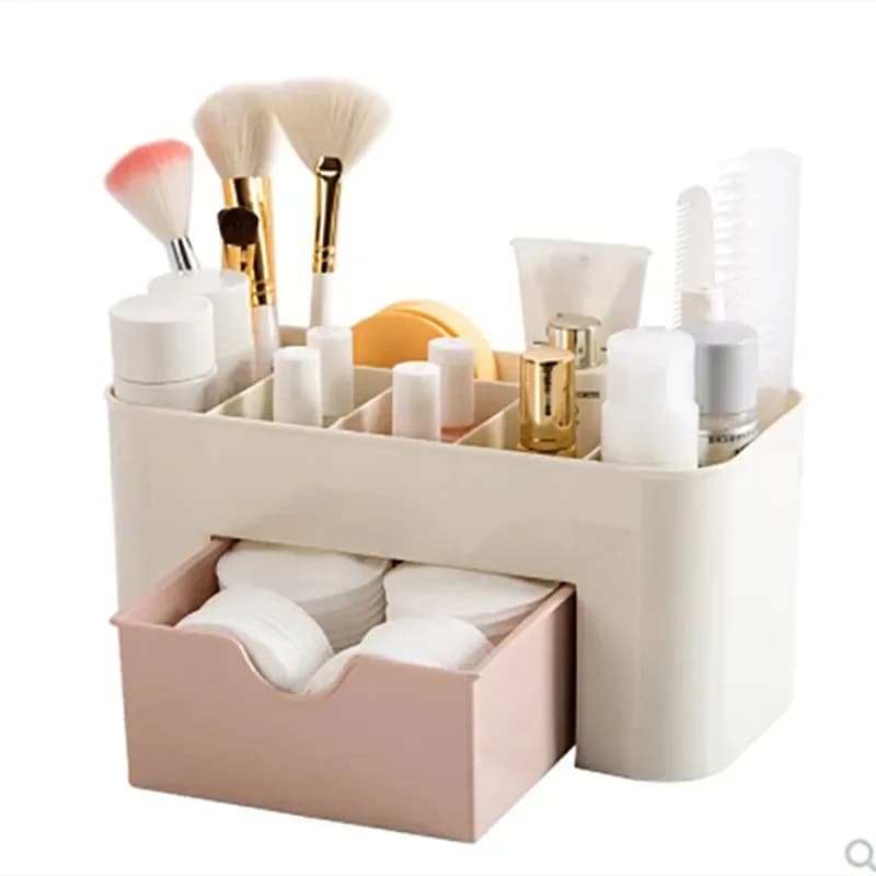 Organizer da Desk Nordico con Cassetti per Cosmetici, Porta Pennelli Trucco, Porta Gioielli, Porta Rossetti e Maschere, Contenitore per Cosmetici con Scomparti