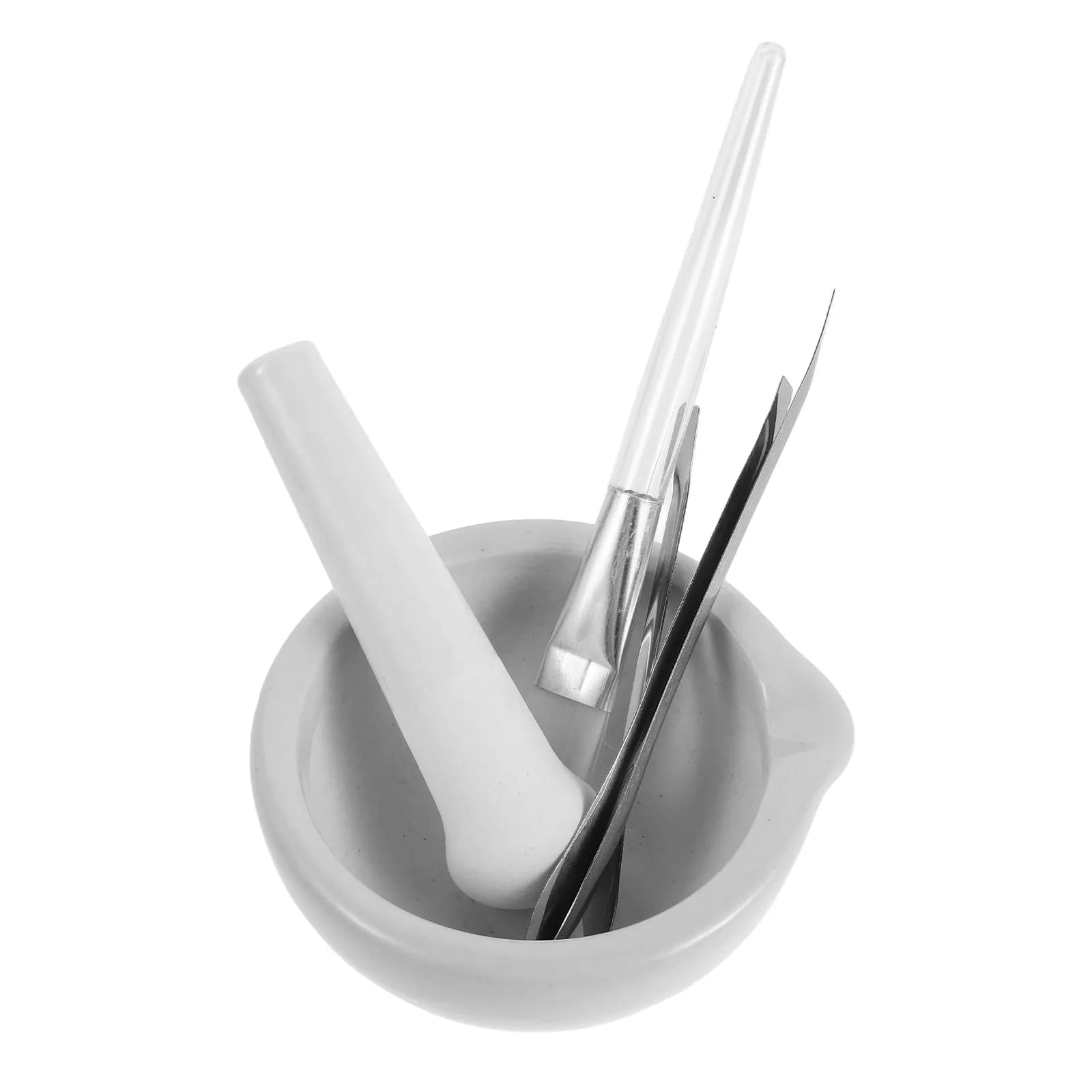 Set di 1 Mortaio e Pestello in Ceramica per Macinare Spezie, Schiacciare Aglio, Miscelare Medicinali, Uso in Cucina e Laboratorio, Kit Mini Tritatore