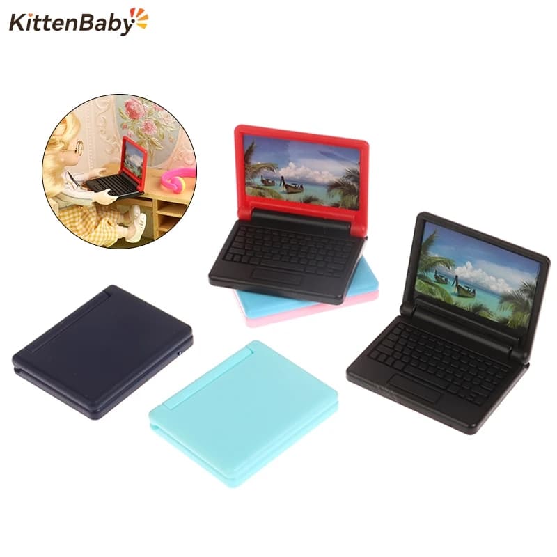 1 pz 1/12 Dollhouse Office Computer Model Toys Dollhouse Laptop Model pieghevole Dolls House Decoration Accessories