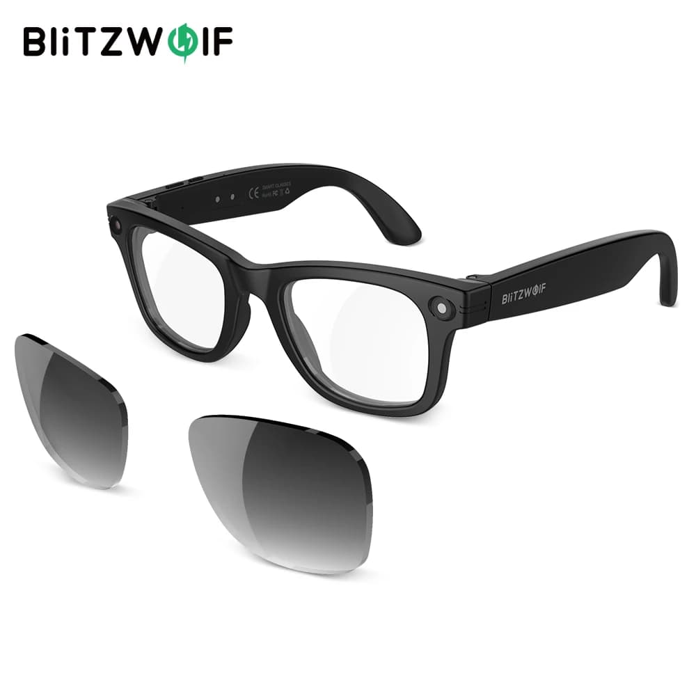 BlitzWolf BW-AG1 Pro AI Occhiali intelligenti con fotocamera HD 8MP 32MP Interpolato WiFi 3D Stereo Surround Sound Doppio chiamata Bluetooth
