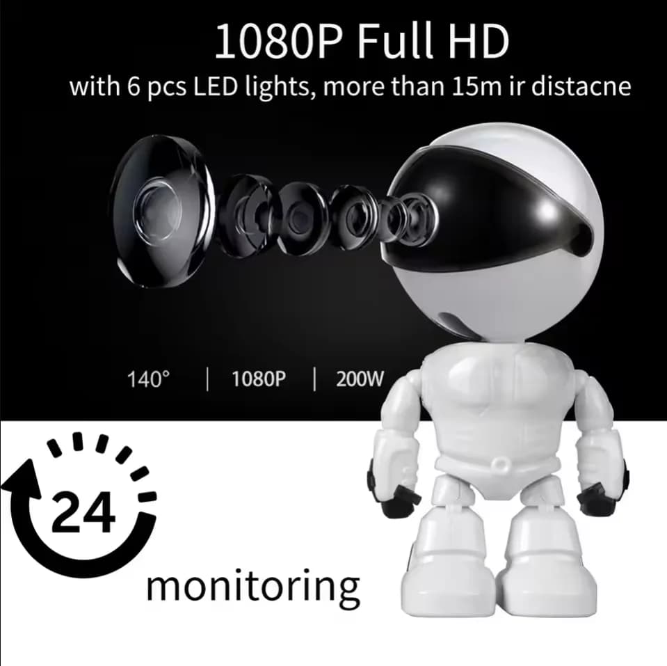 Telecamera IP WiFi robot intelligente Baby monitor HD 1080P e sicurezza domestica