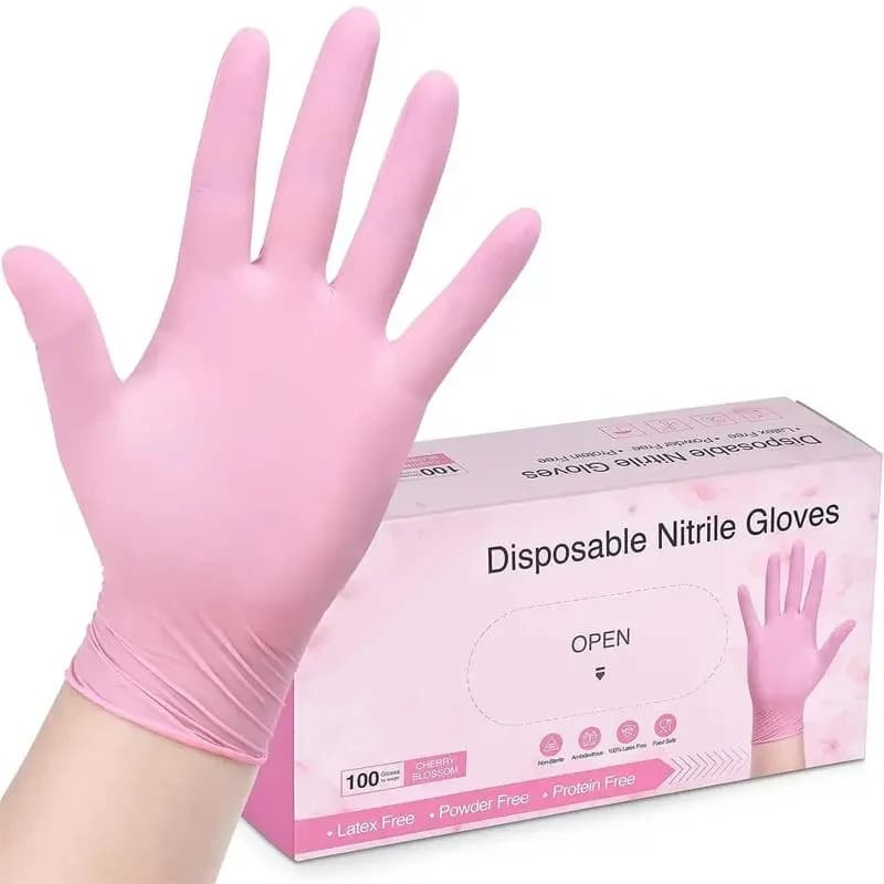 20/100PCS Guanti in nitrile rosa Guanti monouso per tatuaggi senza polvere per la pulizia della casa Cucina Lavoro Guanti per salone di bellezza