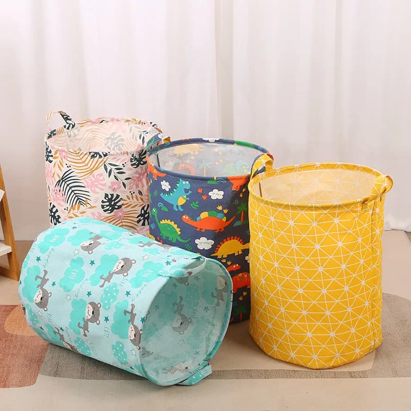 Bed linen basket Foldable round object holder bucket for cotton linen organizer bag for storing waterproof laundry toys Basket for dirty clothes