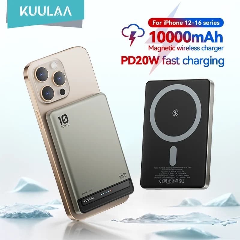 KUULAA Power Bank magnetico 10000Ah caricabatterie portatile wireless 20W ricarica rapida per magsafe per iPhone 16 15 14 Por Max PowerBank