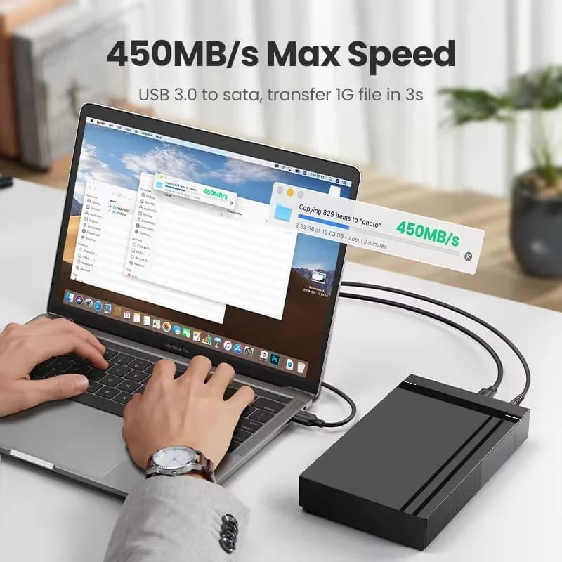 Case per HDD da 3,5'' con Adattatore SATA a USB 3.0, Enclosure Esterno per Disco Rigido da 2,5'' e 3,5'', SSD 450Mb/s per PC e Laptop