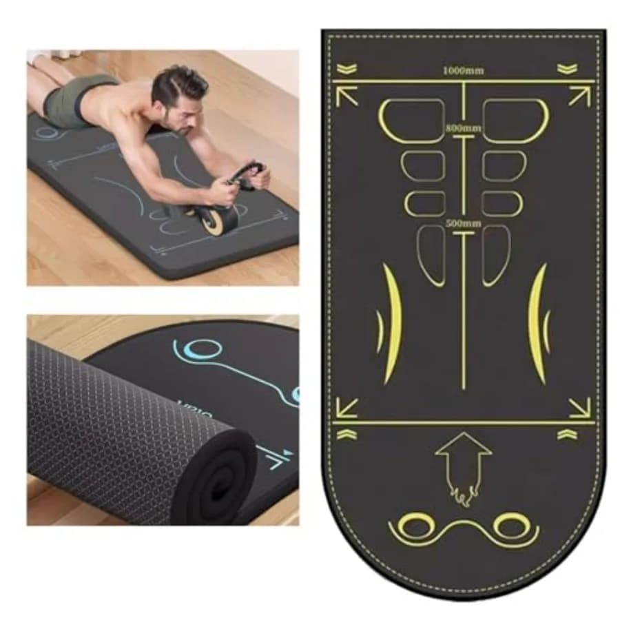 Tappetino per attrezzi fitness per ruota addominale, tappetino antiscivolo extra lungo con isolamento acustico, protezione per le articolazioni