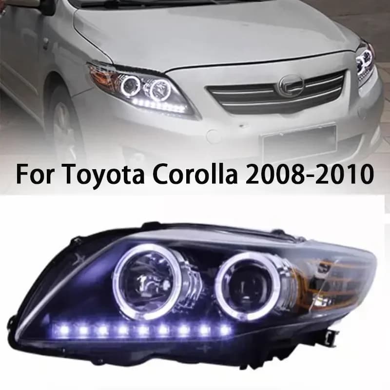 Lampada frontale per Toyota Corolla Faro LED 2008-2010 Fari Corolla DRL Indicatori di direzione Abbaglianti Angelo Occhio Lente del proiettore