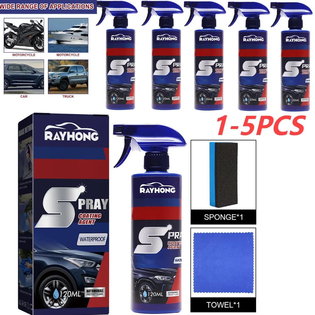 1-5 pezzi 3 in 1 Spray per rivestimento in ceramica per auto elimina la macchia di sporco 120ml sigillante Spray per lucidatura a cera per auto lucido per auto/barche/motocicli