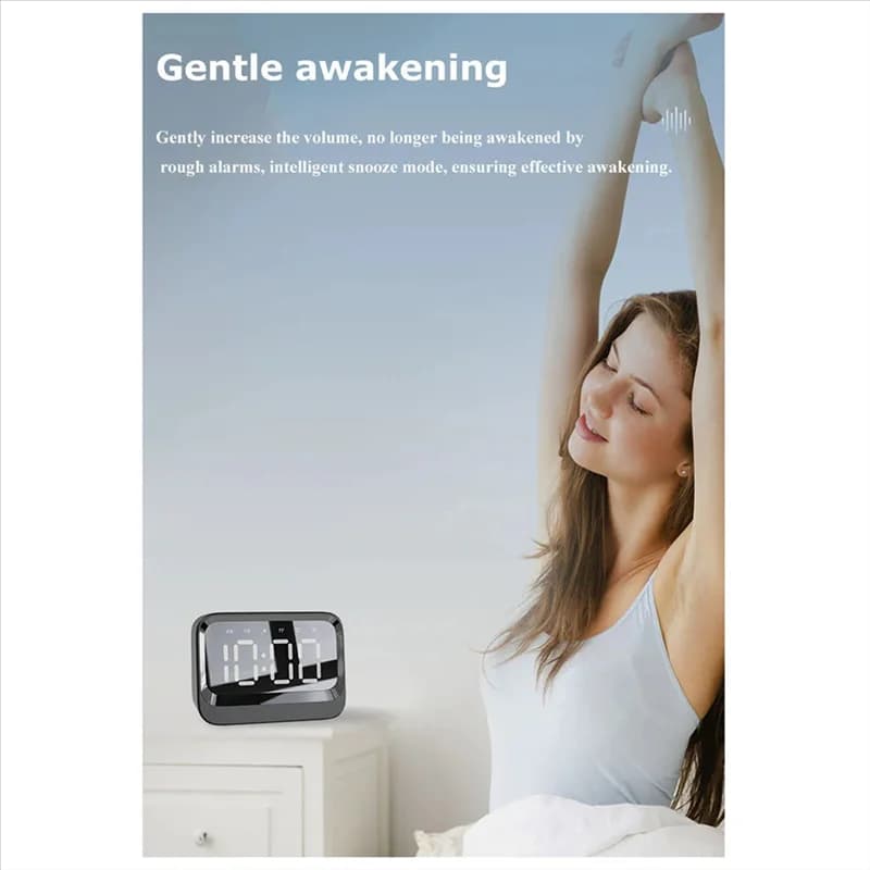 Efficientt-Mini Orologio Altoparlante Bluetooth Supporto Scheda TF Riproduzione Soundbar Display wireless Lettore musicale Nero