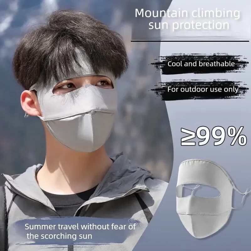 Ice silk sunscreen shading face Mask outdoor riding protects against ultraviolet rays light breathable full face mask