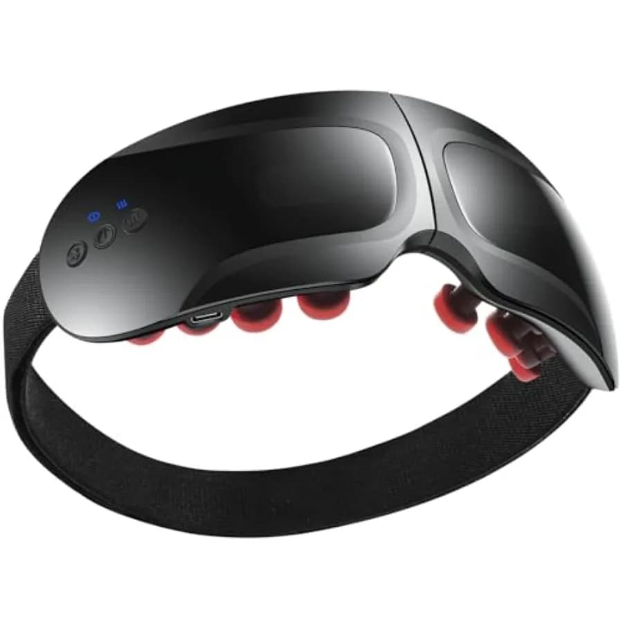 Massaggiatore Oculare con Calore e Vibrazione, Maschera Pieghevole Ultra Leggera per Alleviare l'Emicrania con Musica Bluetooth, Massaggiatore Facciale