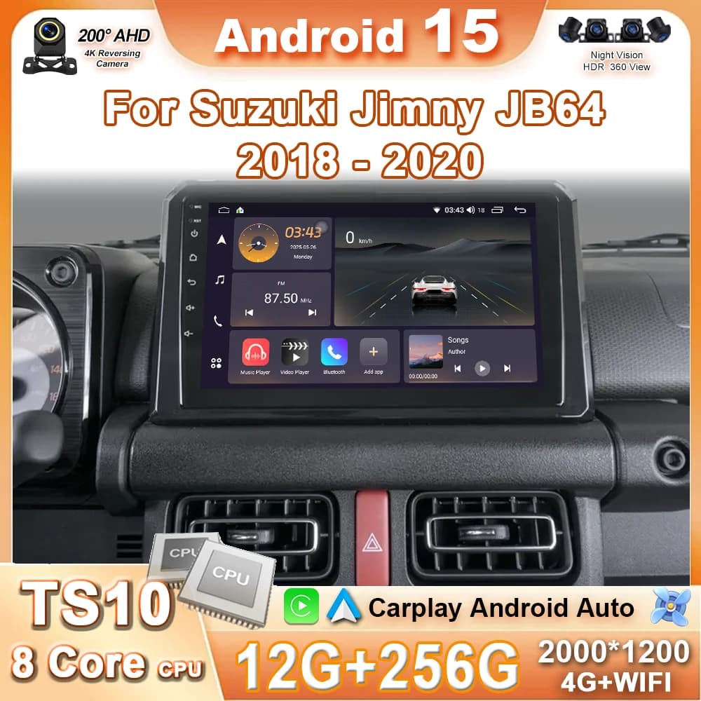 Android 15 Carplay Per Suzuki Jimny JB64 JB74 2018 2019 2020 Antoradio Auto Multimediale Stereo Lettore di Navigazione GPS 4G + Wifi DSP