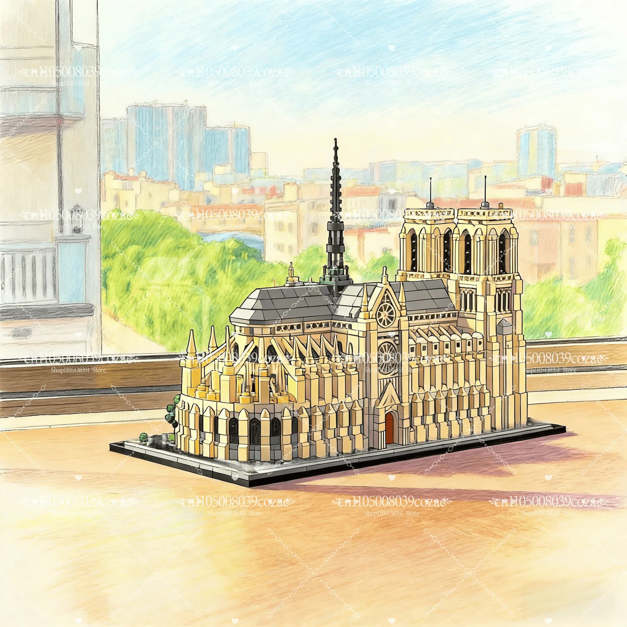 Moc 4383 pezzi Hot Toy Parigi punto di riferimento Building Blocks Architettura Modello di puzzle per le vacanze di Natale Regali di compleanno