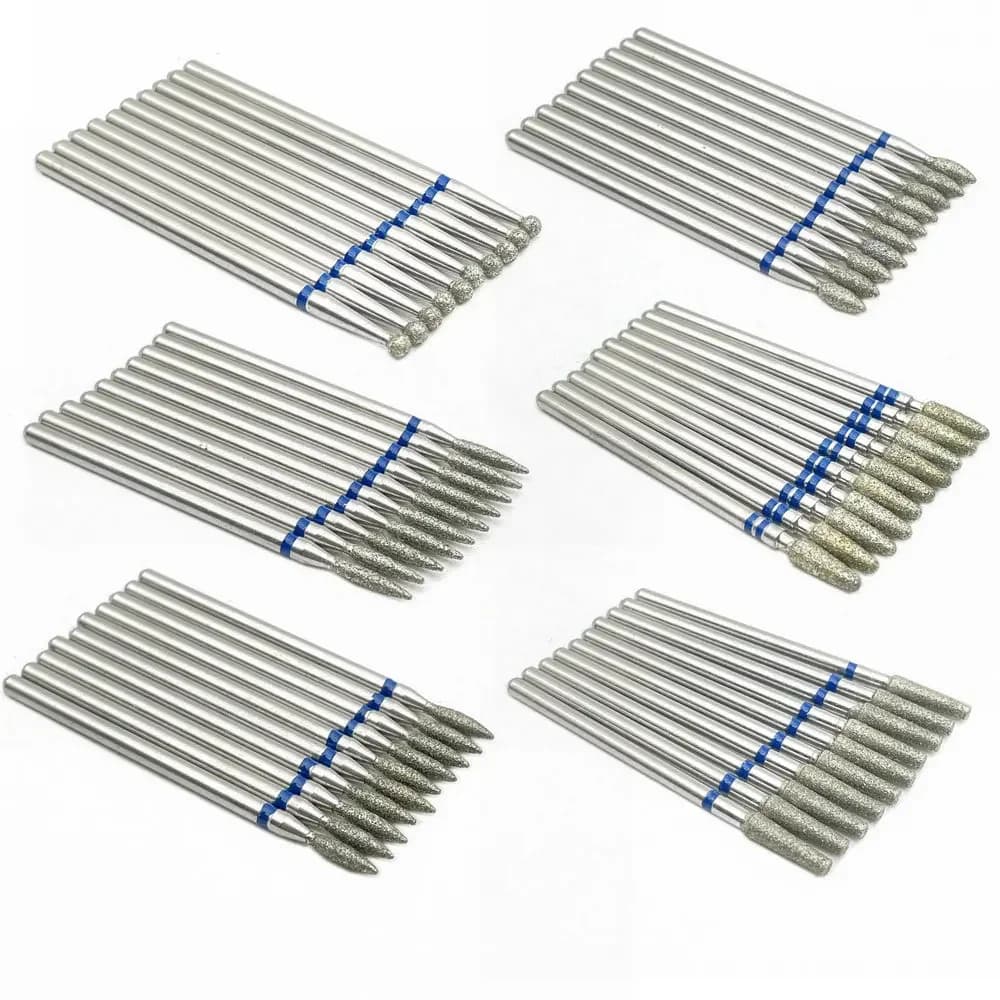10 pezzi set di frese per unghie pietra diamantata trapani elettrici per manicure trapano per unghie punte pulite per cuticole accessori per bave nail art