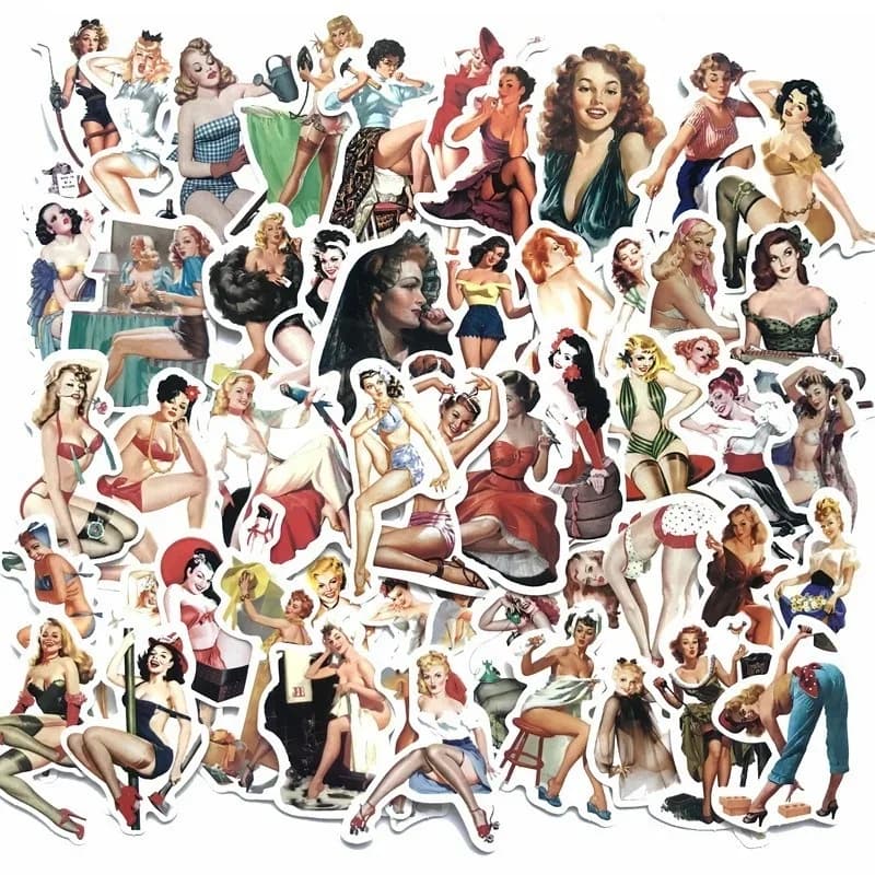 50Pcs/set Retro Sexy Beauty Pin Up Girls Stickers for Laptop Car Scrapbooking Phone Motorcycle Luggage Decal Toys Gift