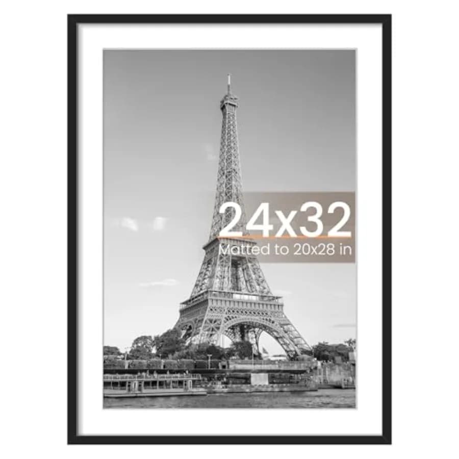 Cornice per Poster 24x32, per Esporre Immagini 20x28 con Passepartout o 24x32 Senza, Cornici da Parete, Confezione da 1