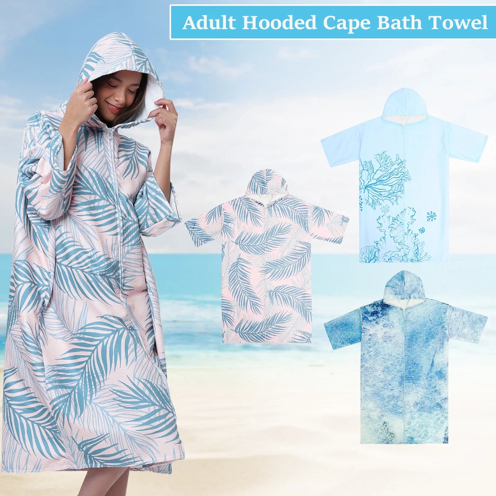 Changing Robe Quick Dry Bathrobe Hooded Super Absorbent Bathrobe Bath Towel Swim Robe Poncho for Men Women Swimming Pool Surf