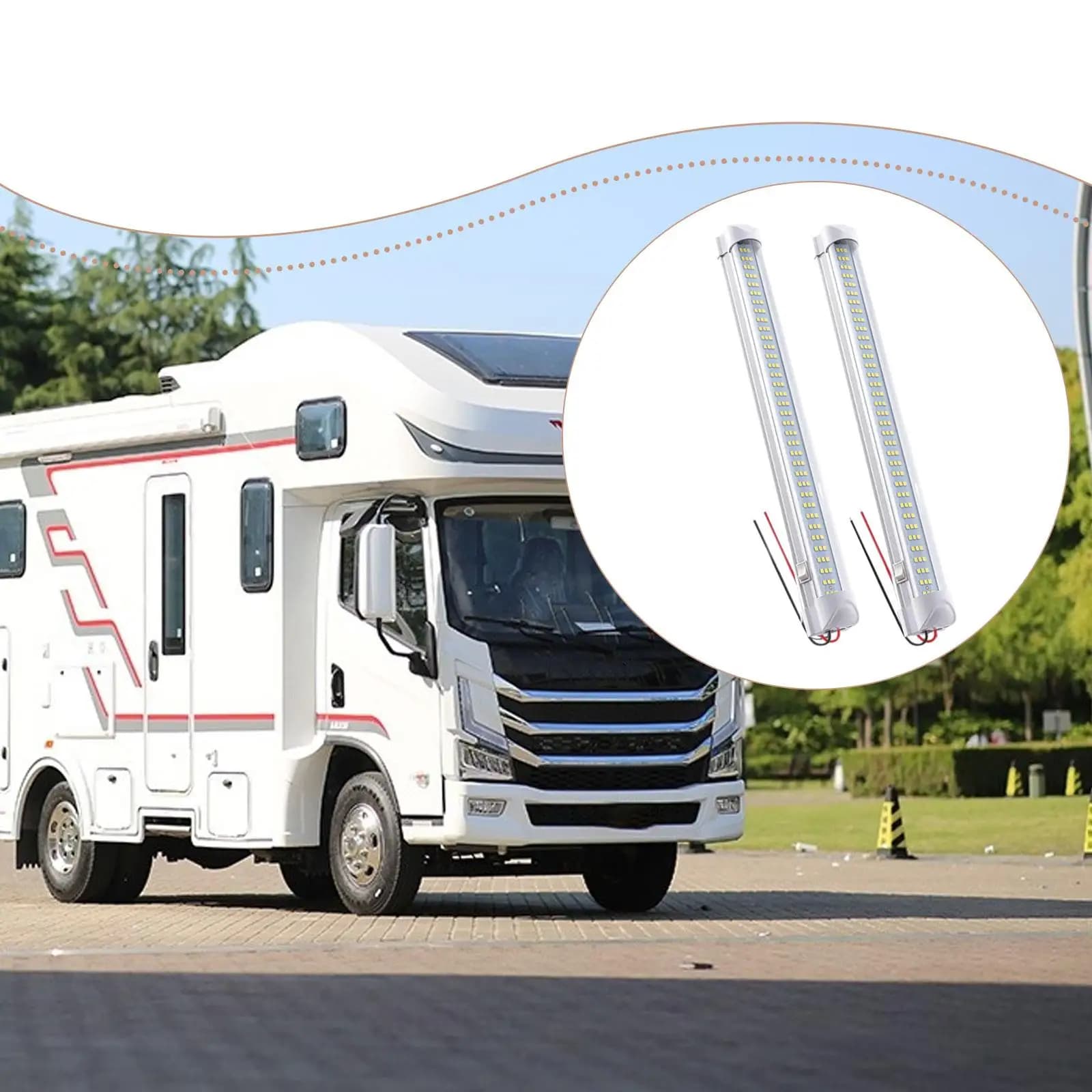 Striscia LED per Interni Auto a Risparmio Energetico 8W, Barra in Alluminio con Interruttore ON/OFF per Camper e Camion