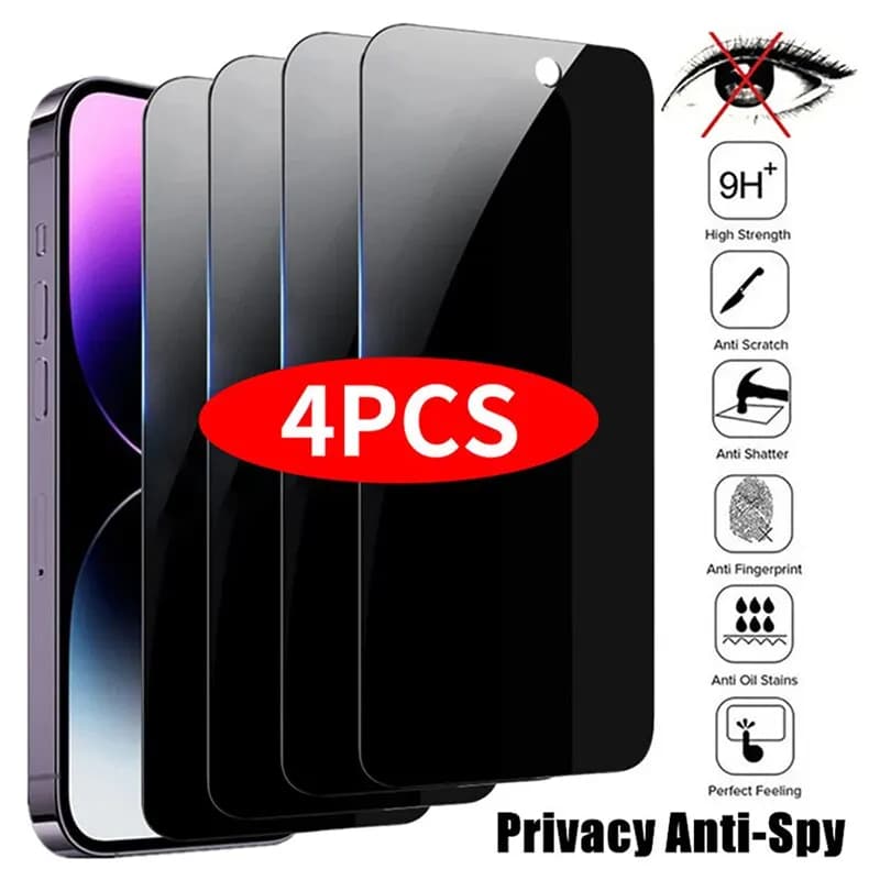 Pellicola salvaschermo Privacy 4 pieces for iPhone 14 Pro Max 16 Pro anti-spia glass for iPhone 13 15 12 11 Pro Max 13 Mini tempered glass