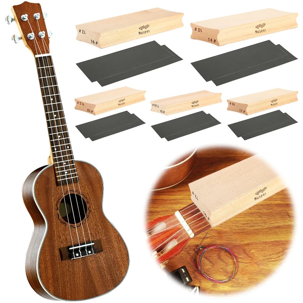 Blocco per Levigatura Chitarra con Carta Abrasiva, Blocco Abrasivo a Doppio Uso per Raggi, Strumento per Livellamento Tasti Tastiera per Chitarra e Basso