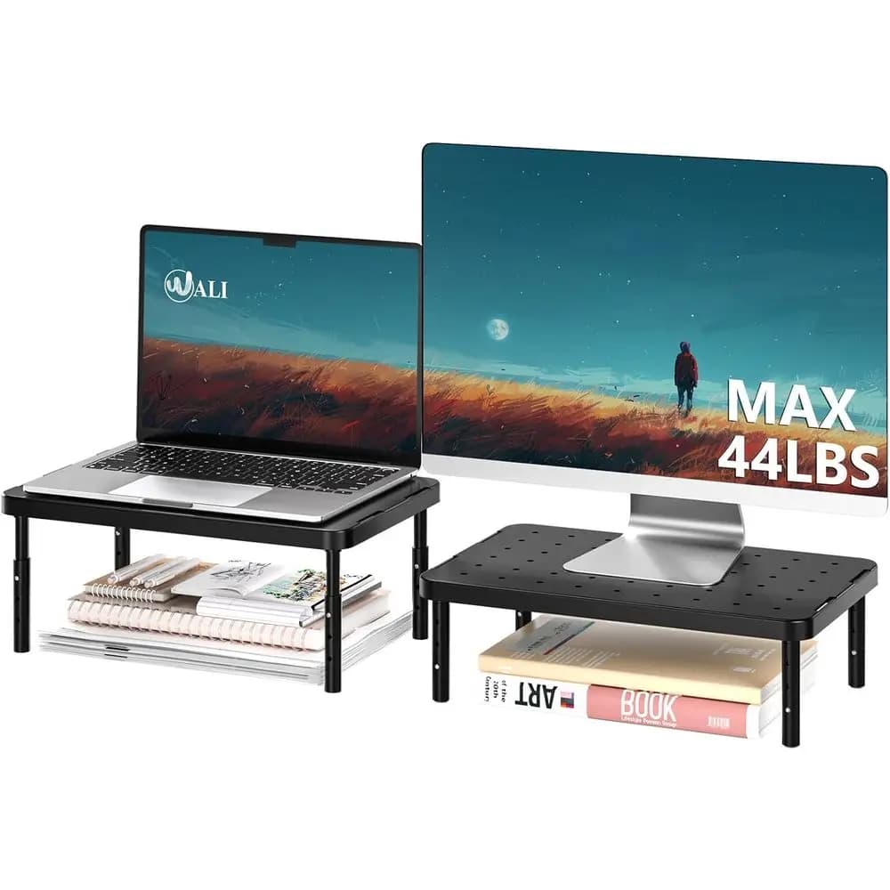 Monitor Stand or Desk, Adjustable Laptop Riser, Desk Monitor Stand Underneath Storage or Office, School Supplies, 1 Pack, Black