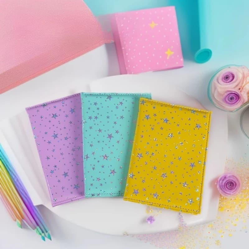 Shiny Star Pattern PU Passport Card Holder Wallet Multi Color Portable Credit Card Passport Cover Case Bags